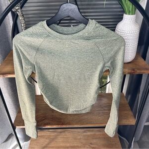 Aerie Long Sleeve Ruched Light Olive Green Women's Top Size XXS.